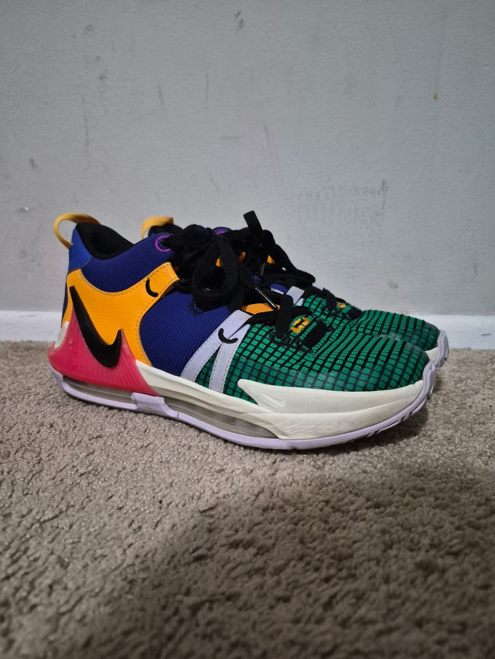 Nike Kids Multicolor Athletic Sneakers - Green/Blue/Yellow/Pink/Black